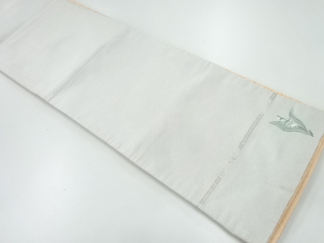 JAPANESE KIMONO / ANTIQUE FUKURO OBI / EMBROIDERY / WOVEN LILY OF THE VALLEY